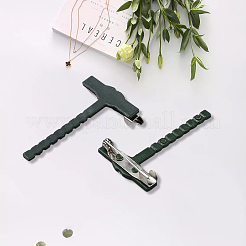 PPプラスチックブローチベースセッティング  T字型  プラチナトーン鉄パーツ  ダークスレートグレー  44x25.5x8mm  90~100個/袋&nbsp;FIND-CP0003-37