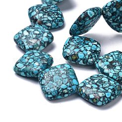 合成ターコイズビーズ連売り  染め＆加熱  菱形  22~23x22~23x6~7mm  穴：1mm  約17個/連  14.96インチ（38cm）&nbsp;G-C180-08