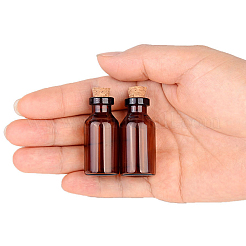 コルクガラスビーズ容器  列願いボトル  サドルブラウン  1.8x4cm  容量：5ml（0.17fl.oz）&nbsp;PW-WG8D030-01