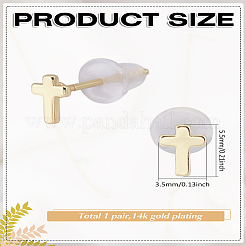 真鍮クロススタッドピアス1組  14KGP本金メッキ  5.5x3.5mm&nbsp;EJEW-LP0002-52
