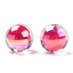 透明なアクリルビーズ  UVメッキ＆レインボー  二層ビーズ  片穴ビーズ  ラウンド  サクランボ色  15.5x15mm  半分穴：3.5mm&nbsp;TACR-S148-11D