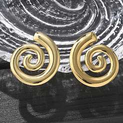 女性用304ステンレススチールスタッドピアス  イオンプレーティング（ip）  スパイラル  18KGP本金メッキ  30x26mm&nbsp;EJEW-L296-007G-02
