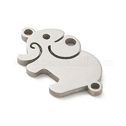 201ステンレススチールレーザーカットコネクタチャーム  ステンレス鋼色  象  9x15x1mm  穴：1mm&nbsp;STAS-R133-02P-04