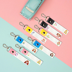 PUレザー&コットンネームマーカーキーホルダー  亜鉛合金キーホルダー付き  人間  13x2cm&nbsp;AJEW-WH0514-019