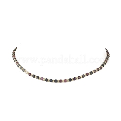 Natural Red Corundum/Ruby and Sapphire Faceted Flat Round Beaded Necklaces&nbsp;NJEW-JN06433