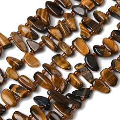 天然石タイガーアイビーズ連売り  チップ  トップ掘削  シードビーズで  13~20x6~10x5~8mm  穴：1.2mm  約46~47個/連  15.55''~15.75''（39.5~40センチメートル）&nbsp;G-Z130-A01-02
