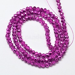 ファセットロンデル透明塗装ガラスビーズ連売り  マゼンタ  3x2.5mm  穴：0.5mm  約113~115個/連  32~33cm&nbsp;DGLA-J001-C06