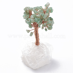 Natural Green Aventurine Chips and Quartz Crystal Pedestal Display Decorations&nbsp;G-S299-111C