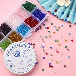 DIY イヤリング ブレスレット メイキング キット  ガラスロンデルビーズを含む  真鍮のピアスフック  伸縮性のある糸  ミックスカラー  1240~1280個/セット&nbsp;DIY-YW0006-83