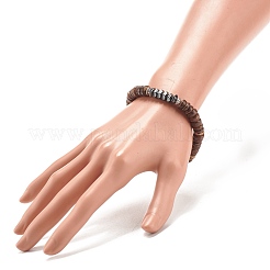 ココナッツ＆合成ヘマタイトストレッチブレスレット  女性のためのアクセサリー用原石のアクセサリー  内径：2-1/4インチ（5.7cm）&nbsp;BJEW-JB07990