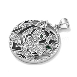 Brass Micro Pave Cubic Zirconia Pendants&nbsp;KK-K354-09B-P