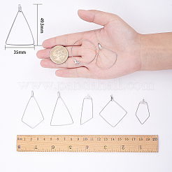 304ステンレスワイヤーペンダント  フープピアスパーツ  混合図形  ステンレス鋼色  7.4x7.2x1.7cm  48個/箱&nbsp;STAS-SC0001-02P