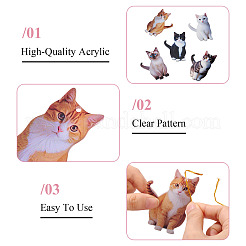 1袋プリント不透明アクリルビッグペンダント  猫の形  ミックスカラー  77x52.5x3mm  穴：3mm&nbsp;OACR-TA0003-98