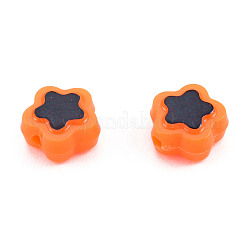 不透明なメッキアクリルビーズ  ライン入り  スター  サンゴ  9.5x10x5mm  穴：1.6mm  約1850個/500g&nbsp;OACR-N136-01H
