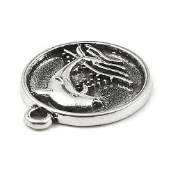 DIY合金ペンダント  フラットラウンドオーシャンシリーズ  イルカ  20x17x2.5mm  穴：1.8mm&nbsp;PALLOY-D017-01I-AS