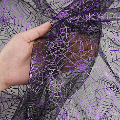 ハロウィーンのポリエステルメッシュ生地  服装アクセサリー  クモ  200x168x0.01cm&nbsp;DIY-WH0496-74C-04