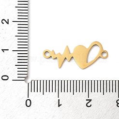 201ステンレススチールハートコネクターチャーム  18KGP本金メッキ  9x22x1mm  穴：1.6mm&nbsp;STAS-Q341-05G