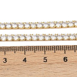 スターリングシルバーのクリアキュービックジルコニアチェーン925本  テニスブレスレットネックレス作り用  18KGP本金メッキ  3x3mm&nbsp;STER-C016-02B-G02