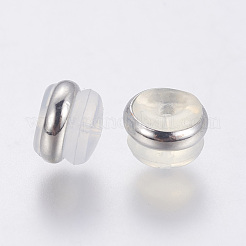 シリコン製ピアスキャッチ  ピアスバックキャッチ  真鍮パーツ  プラチナ  7x5mm  穴：0.7mm&nbsp;SIL-F001-02P