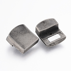 304ステンレススチール製マグネット留め具、接着端付き  長方形  アンティークシルバー  24x14x8.5mm  穴：6x12mm&nbsp;STAS-F130-77AS