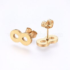 304ステンレススチールジュエリーセット  スタッドピアスとペンダントネックレス  無限大  ミックスカラー  ネックレス：18.9インチ（48cm）  スタッドピアス：13x7x1.2mm  ピン：0.8mm&nbsp;SJEW-O090-08