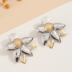 女性用合金スタッドピアス  花  ゴールデン·ステンレス鋼色  41x38mm&nbsp;WG34C83-01