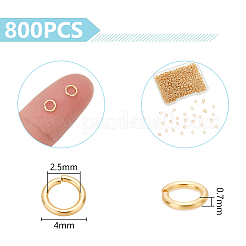 304ステンレススチールオープン丸カン800個  チェーンメイル織り用  18KGP本金メッキ  21ゲージ  4x0.7mm  内径：2.5mm&nbsp;STAS-UN0063-23A-G