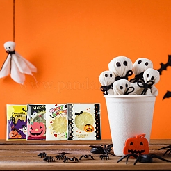 ハロウィンテーマのプラスチック製ベーキングウェアバッグ100個10色  粘着式  チョコレート用  キャンディ  クッキー  正方形  ミックスカラー  130x100x0.2mm  10個/カラー&nbsp;OPP-YW0001-05