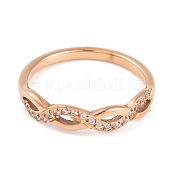 Infinity PVD Vacuum Plating 304 Stainless Steel with Clear Cubic Zirconia Finger Ring for Women&nbsp;RJEW-C086-02-RG