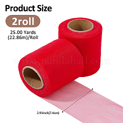 縫製装飾用のポリエステルオーガンジーリボン  レッド  2-7/8インチ（74mm）  約25.00ヤード（22.86m）/ロール&nbsp;OCOR-WH0109-083