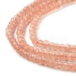 キャッツアイビーズ連売り  多面カット  ロンデル  ライトサーモン  3x2.5mm  穴：0.6mm  約153個/連  14.17''（36センチメートル）&nbsp;CE-G009-01P