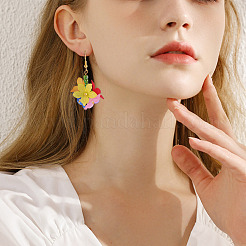 48 個 12 スタイルのつや消しアクリルパーツ  鉄ループ付き  花  ミックスカラー  20x12mm  穴：2mm  4個/スタイル&nbsp;PALLOY-TA0002-52