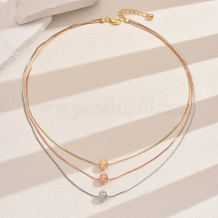 Chic European Style Brass & Iron Round Bead Snake Chain 3 Layer Necklaces for Parties and Shopping&nbsp;US2985
