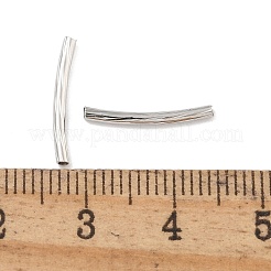 真鍮製カーブチューブビーズ  カドミウムフリー＆鉛フリー  プラチナ  15x1.2mm  穴：0.9mm&nbsp;KK-B120-01B-P