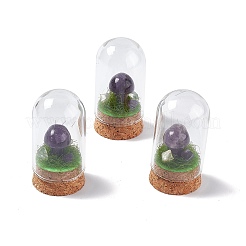 Natural Mixed Stone Mushroom Display Decoration with Glass Dome Cloche Cover&nbsp;G-E588-03
