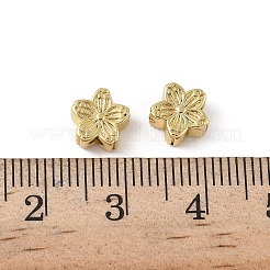 真鍮ビーズ  花  長持ちメッキ  鉛フリー＆カドミウムフリー  18KGP本金メッキ  7.5x7.5x3.5mm  穴：1.4mm&nbsp;KK-L245-27G
