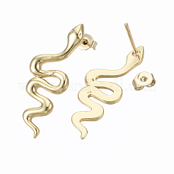 Brass Dangle Stud Earrings&nbsp;EJEW-T046-007G-NF