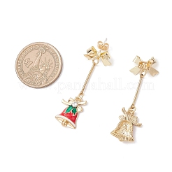 合金エナメルスタンドピアス  304ステンレススチール製イヤーナット付き  ゴールドカラー  ミックスカラー  46~57x16mm  6のペア/セット&nbsp;EJEW-JE06564