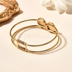 女性用ステンレススチールバングル201個  聖ベネディクトと十字架をあしらったフラットラウンド  18KGP本金メッキ  1/2インチ（1.2cm）  内径：1-3/4インチ（4.6cm）x2-1/2インチ（6.3cm）&nbsp;BJEW-R014-02G