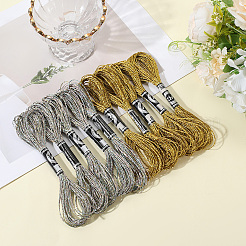 10 Skeins 2 Colors 12-Ply Metallic Polyester Embroidery Floss&nbsp;OCOR-CY0002-06