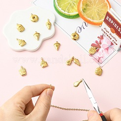 14個7スタイル304ステンレススチールペンダント  模造食品  混合図形  18KGP本金メッキ  15~18x7~12x3mm  穴：1.8mm  2個/スタイル&nbsp;STAS-CJ0003-55