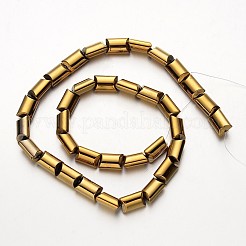 電気メッキ磁気無し合成ヘマタイトビーズ連売り  長方形  黄金メッキ  12x8x6mm  穴：1mm  約35個/連  15.7インチ&nbsp;G-F300-02-03