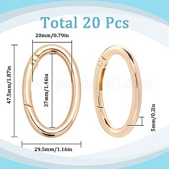合金スプリングゲートリング20個  楕円形のリング  プッシュゲートスナップキーチェーン留め具  ゴールドカラー  47.5x29.5x5mm  内径：37x20mm&nbsp;PALLOY-SC0010-53B-G