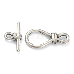 変色しない304ステンレススチールのトグル留め具  ステンレス鋼色  バー：26x13.5x4.5mm  穴：4x3mm  クラスプ：34x17x4mm  小内径：5.5x4.5mm  大きな内径：17x11.5mm&nbsp;STAS-B020-09P
