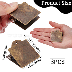 鉄クリップ3個  紙の文書用  学校事務用品  アンティークブロンズ  44.5x40x22mm&nbsp;AJEW-CP0010-17