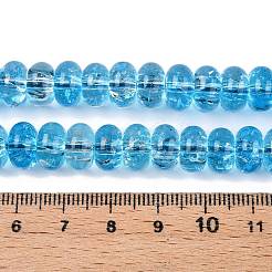 ベーキングペイント透明ガラスビーズ連売り  模造水晶  ロンデル  ディープスカイブルー  10x6mm  穴：1.2mm  約65個/連  14.96インチ（38cm）&nbsp;DGLA-N005-12C