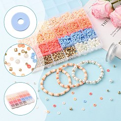 キットを作るDIYブレスレット  手作りのポリマークレイビーズを含む  ccbプラスチックラウンドビーズ  伸縮性のある糸  ABSプラスチックパール調ビーズ  ミックスカラー  6x0.5~1mm  穴：1.8mm&nbsp;DIY-FS0010-15