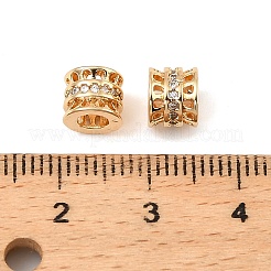 真鍮製マイクロパヴェキュービックジルコニアビーズ  コラム  18KGP本金メッキ  7x5.5mm  穴：3.5mm&nbsp;KK-C155-21G