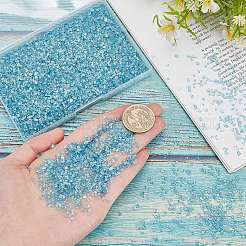 透明電気めっきの砕いたガラス工芸品  ABカラーメッキ  不規則なガラスチップ  ネイルアート用 diy 花瓶フィラー  ティール  1~4x1~4x1~4mm  200 G /ボックス&nbsp;GLAA-SC0001-98C-01