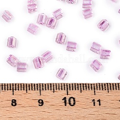 内側が透明なガラスシードビーズ6/0個。  三角形  フラミンゴ  3.5x3.5x3.5mm  穴：0.9mm  約4500個/ポンド&nbsp;SEED-N006-003H